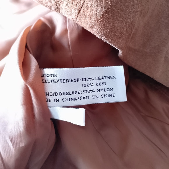 Vintage Leather Suede Zip-Front Jacket - Brown Jessica