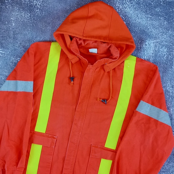 AGO Essential Workwear Denim Orange Jacket With Hoodie ARC/FR #HO-325