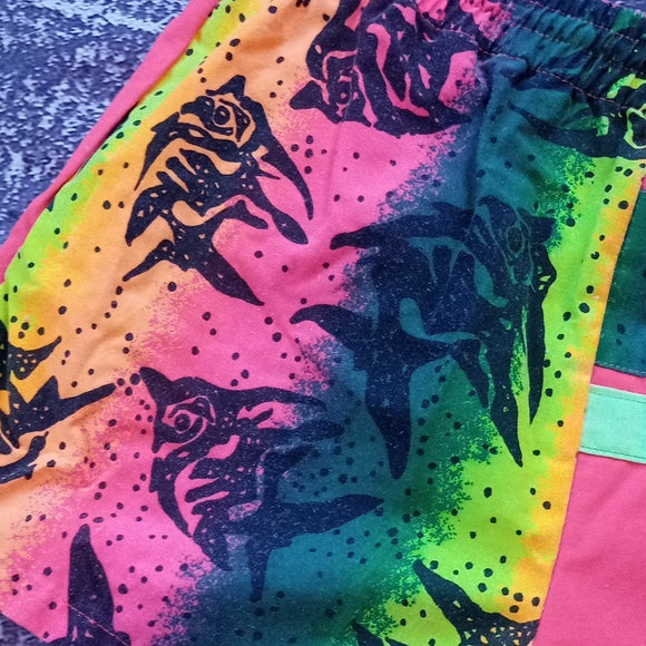 Vintage 90s Fish Retro Colour Block Shorts