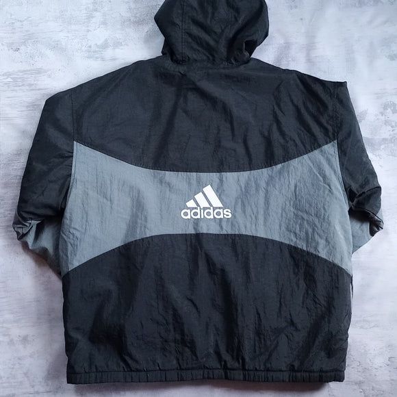 Vintage 90s Adidas Black Stripes Black/Grey Essential Winter Jacket