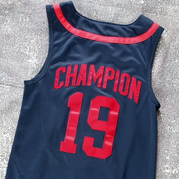 Champion Navy and Red Button-Up Jersey Dress