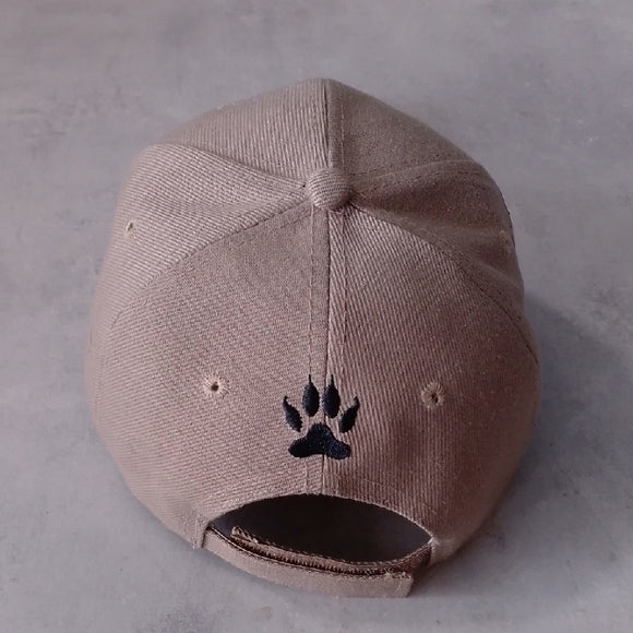 Vintage Bear In Grass Embroidered Cap - Brown and Tan