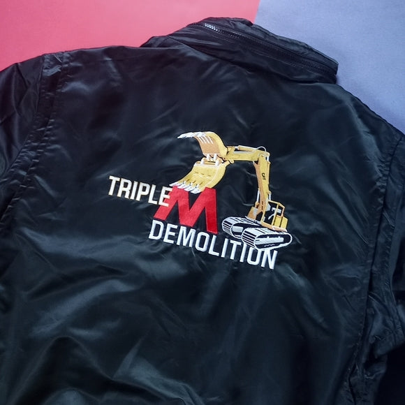 Vintage 1990s Triple M Demolition Embroidered Zip-Up Jacket