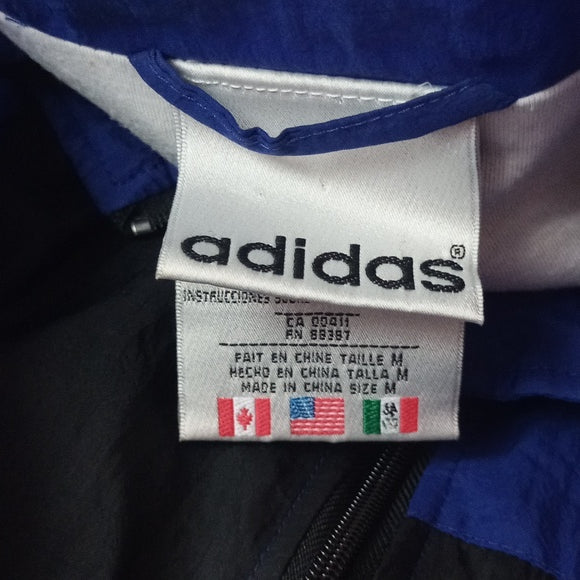 Vintage 90s Adidas Blue Black Stripes Windbreaker Jacket UNISEX