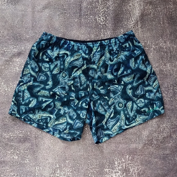 Vintage Speedo Blue Patterned Swim Shorts FUNKY PATTERN 90s