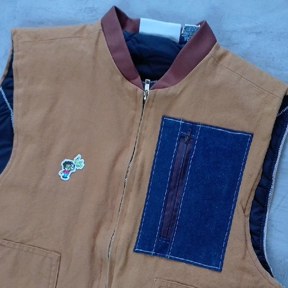Vintage CUSTOM Workwear Vest with Dragon Patch