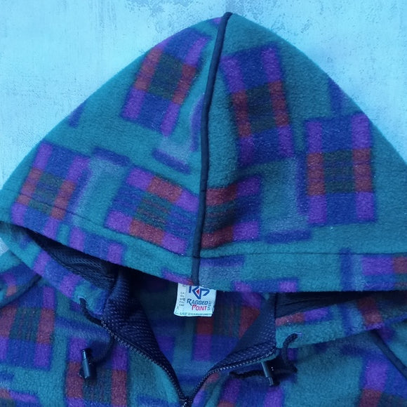 VINTAGE 90s Yukon Fleece Funky Pattern Zip-Up Sweater Jacket