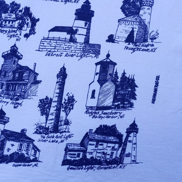 Vintage 90s Lighthouses Forts & Harbours USA Big Print Single Stitch T-Shirt