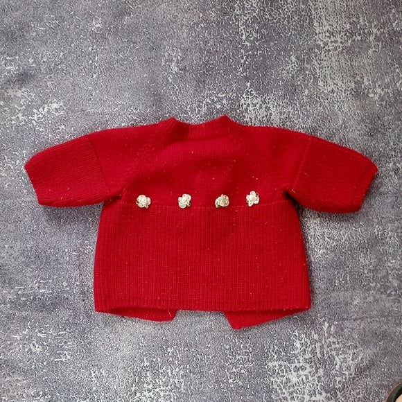 VINTAGE Red Kids Cardigan with Button Accents