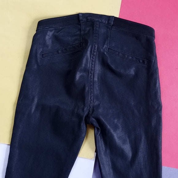 Helmut Helmut Lang Black Coated Cotton Blend Skinny Leg Jegging Jean Pant