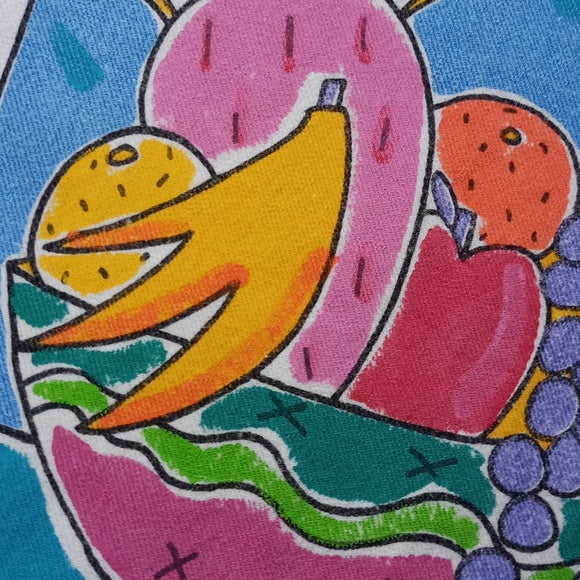 Vintage 1990s Bowl Of Fruit Silent Fish Oversized Polo Shirt