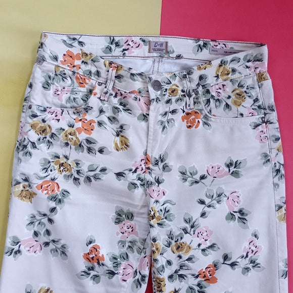 Citizens Of Humanity Floral Mandy High Waist Retro Slim Roll Up Denim Jeans