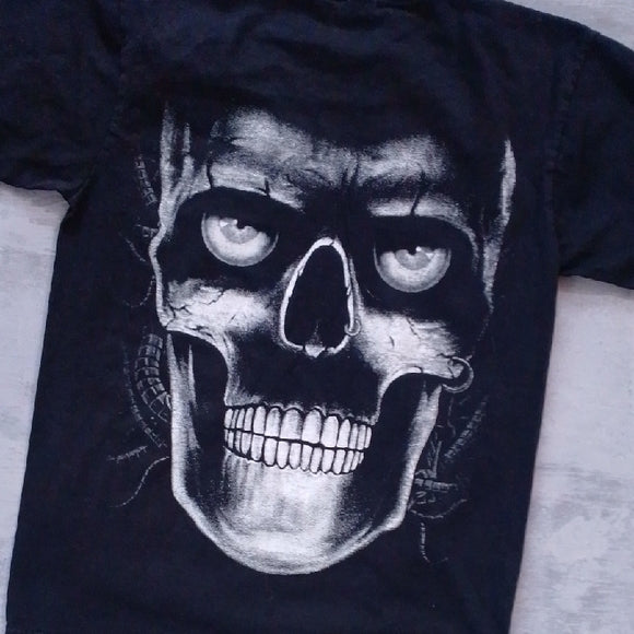 Vintage Men's Black Skull Graphic T-Shirt PAO