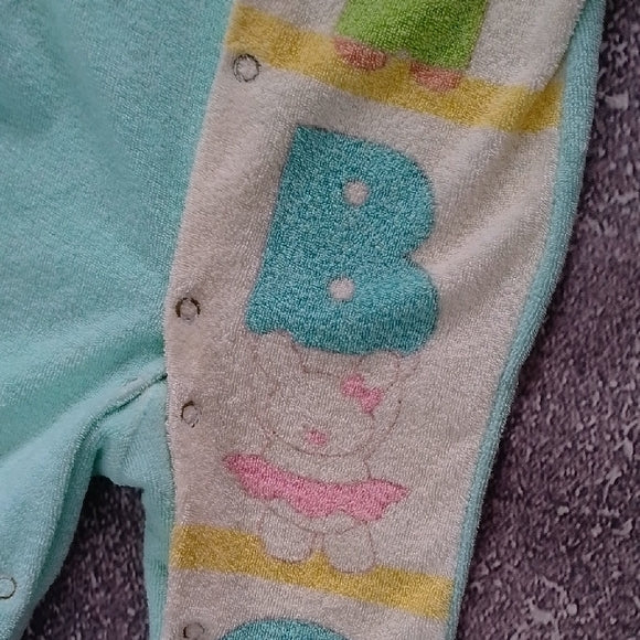 VINTAGE '90s Animals Holding ABC Aqua and White Kids One Piece