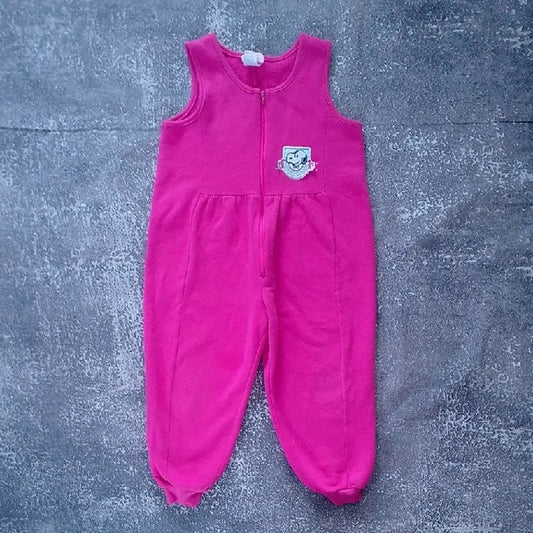 Vintage 90s Peanuts Snoopy College Pink Sleeveless Baby Jumpsuit