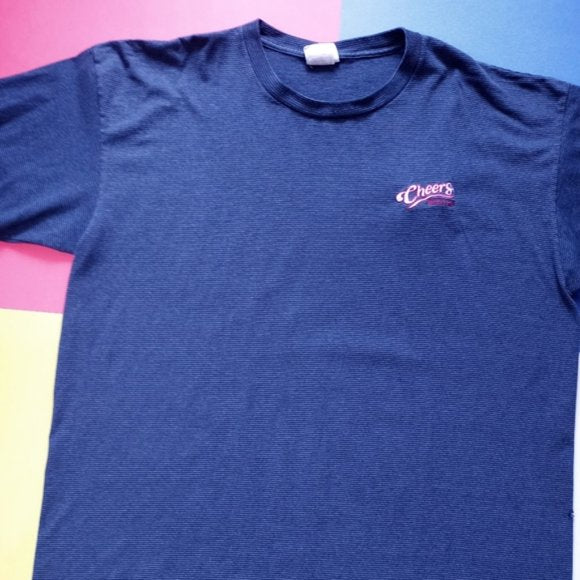 Vintage Cheers Boston Embroidered Striped Shirt