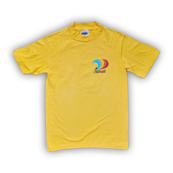 Vintage 1980s Hawaii Rainbow Wave Surfer Single Stitch T-Shirt UNISEX