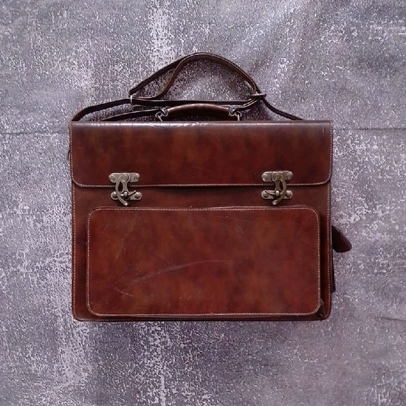 VINTAGE Classic Brown Leather Briefcase