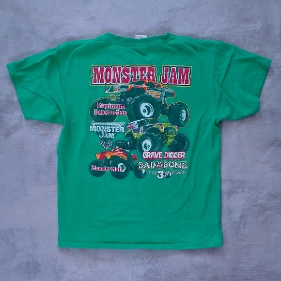 MONSTER JAM Monster TRUCK GRAVE DIGGER BAD 2 THE BONE T-SHIRT