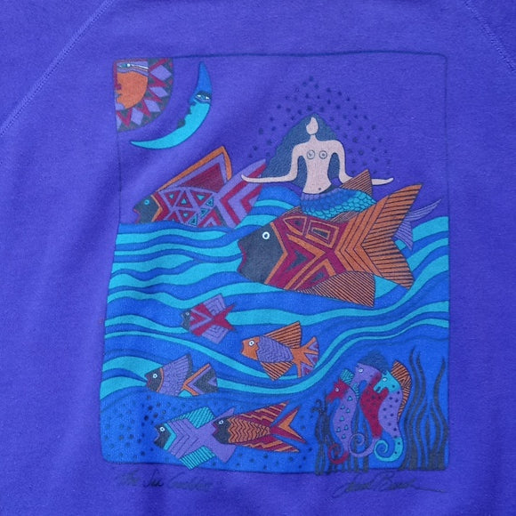 Vintage 90s Topless Mermaid & Fish Laurel Burch Crewneck