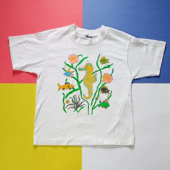 Women’s Vintage Fish Seascape Shirt Single Stitch