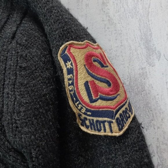 Vintage 1990s Schott Knit Wool Sweater Zip Up