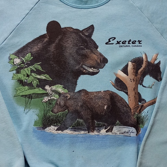 Vintage 90s Exeter, Ontario Canada Bear Graphic Crewneck Sweater