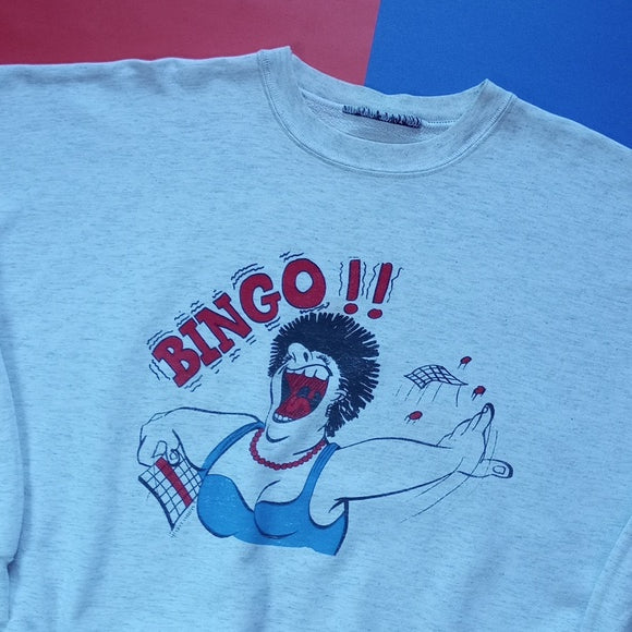 Vintage 90s Women Screaming BINGO Graphic Crewneck Sweater