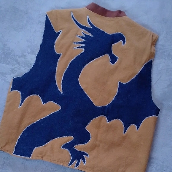 Vintage CUSTOM Workwear Vest with Dragon Patch