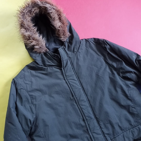 FCUK Essential Long Parka with Hood Faux Fur