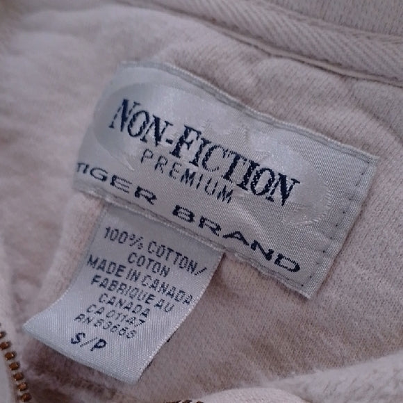 Vintage Upcycled Cream Quarter-Zip Sweatshirt with Egypt Lady Embroidered Design