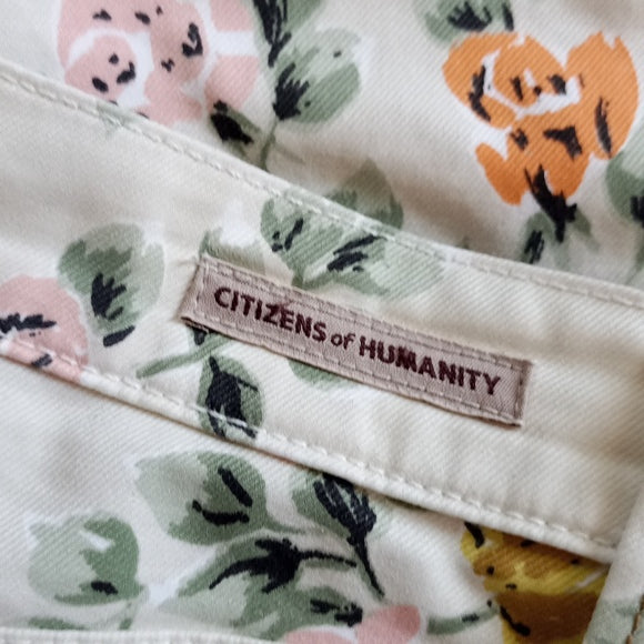Citizens Of Humanity Floral Mandy High Waist Retro Slim Roll Up Denim Jeans