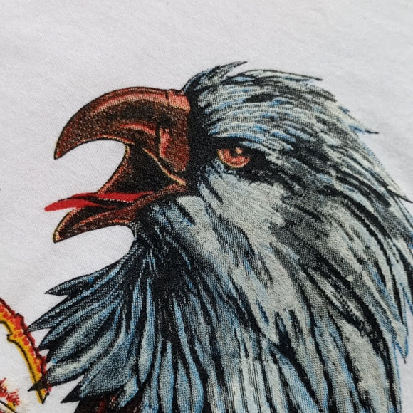 Vintage 1992 Screaming Eagle With Rose Graphic Single Stitch T-Shirt