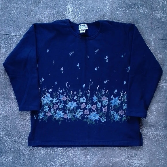 VINTAGE 90s Floral Northern Reflections Crewneck Sweater