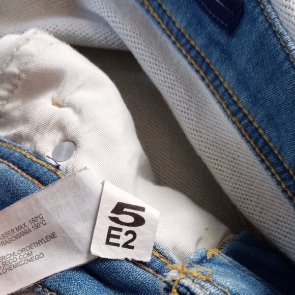 ZARA Paint Distressed Denim Overalls Knit Women Denim Stretch