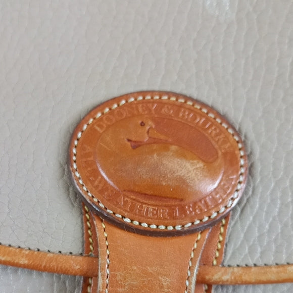 Vintage 1980s Dooney & Bourke Tan and Brown Leather Crossbody Bag