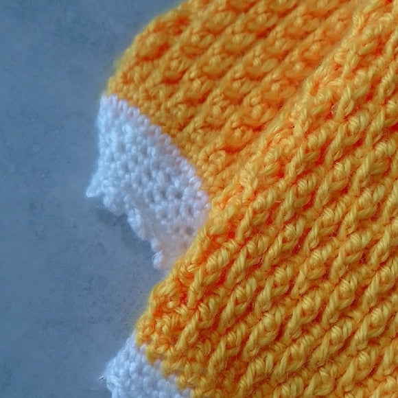 Vintage Handmade Yellow and White Crochet Cardigan
