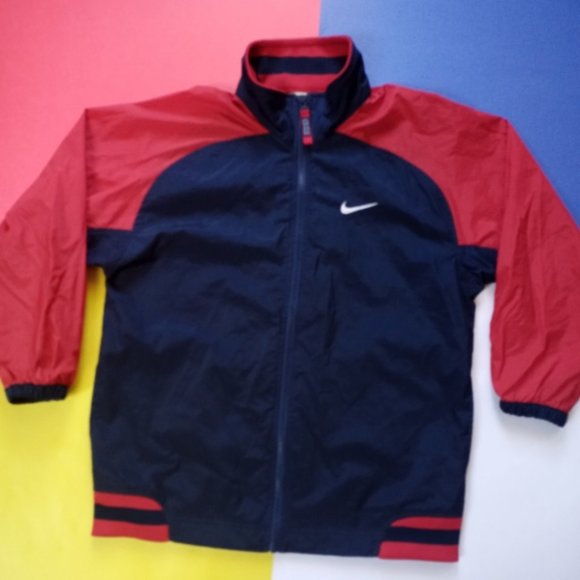 Vintage Junior Nike Essential Embroidered Two-Tone Sports Jacket, Large Swoosh