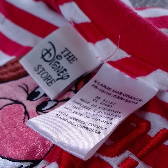 Vintage Walt Disney Store Grumpy Red and White Striped Embroidered Shirt XL