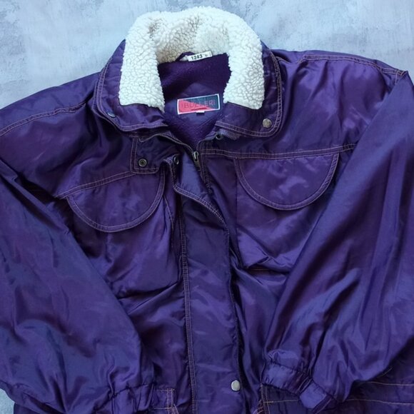 Vintage 90s Purple Sherpa Lined Collar Winter Jacket BULLET