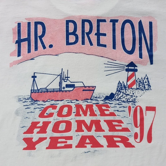 Vintage 1997 HR. Breton Come Home Year Shop & Light House Single Stitch T-Shirt