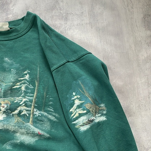 Vintage Print All Over Cabin With Snowman Ugly Sweater