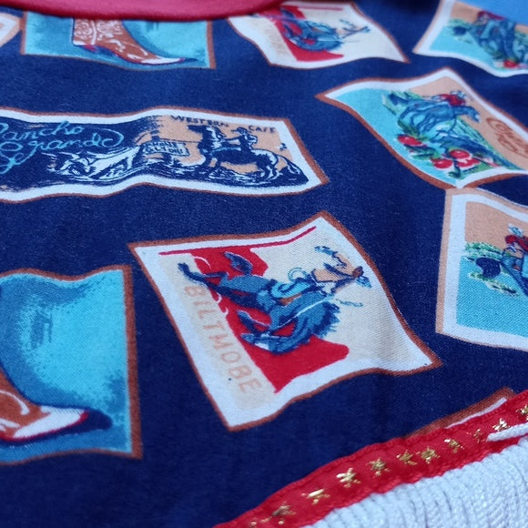 Vintage Western Cowboy Pattern With Fringe T-Shirt
