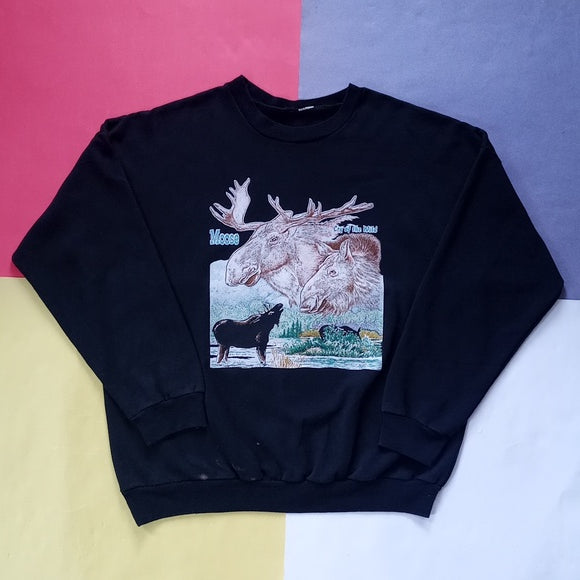 Vintage 2000 Moose Cry Of The Wild Big Print Sweater Unisex
