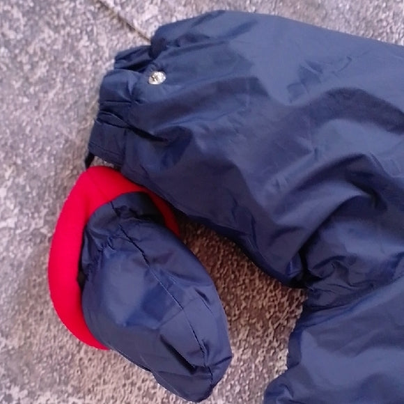 VINTAGE Tommy Hilfiger Navy and Red Kids One Piece Snowsuit GLOVES