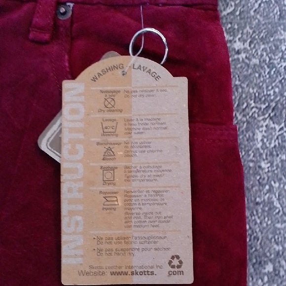 Vintage 90s SKOTTS SUEDE Vibrant Red LEATHER Pants WASHABLE