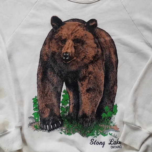 Vintage 90s Big Bear Pig Print Stoney Lake Ontario Crewneck