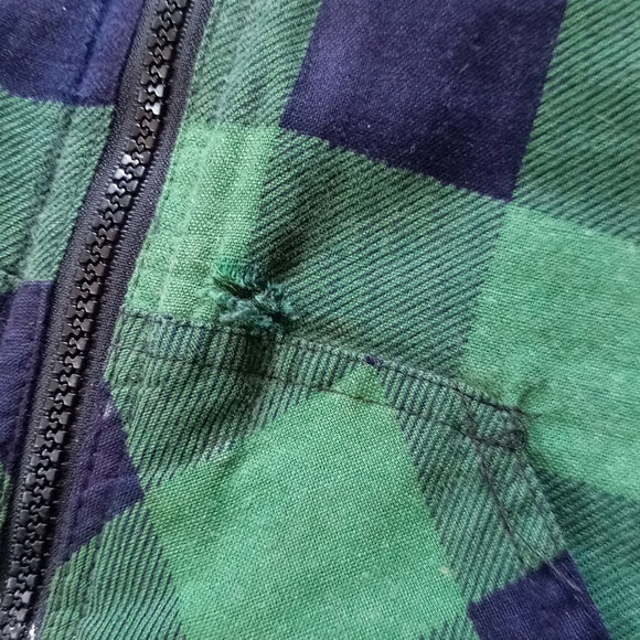 Vintage Green Plaid Distressed Work Vest