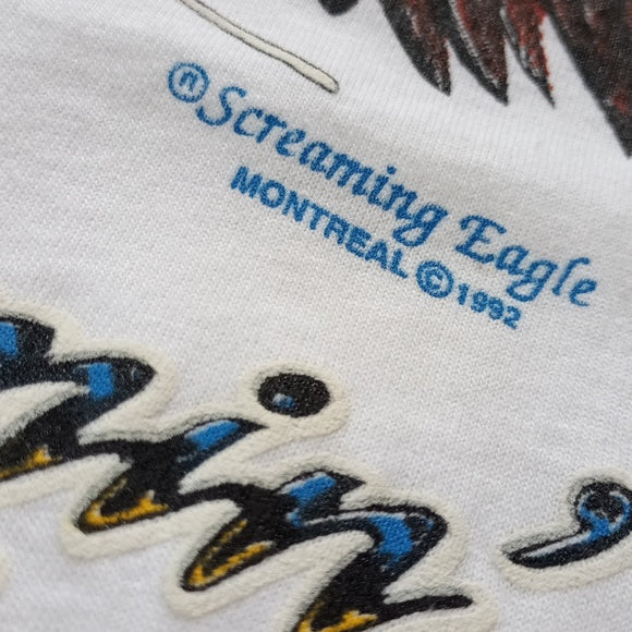Vintage 1992 Screaming Eagle With Rose Graphic Single Stitch T-Shirt