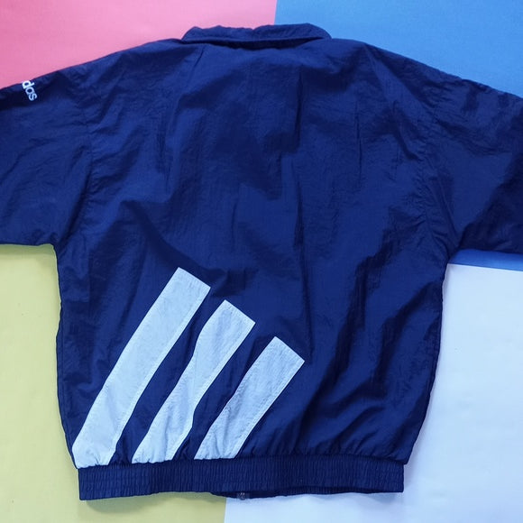Vintage 90s Adidas Essential Striped Windbreaker Jacket UNISEX